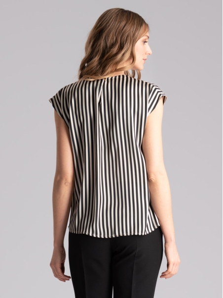 Camiseta sin mangas de rayas para mujer con gancho metálico