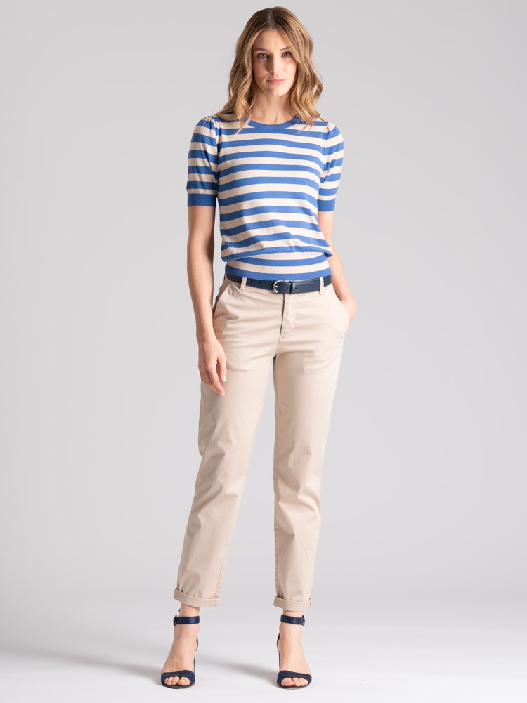 Pantalón chino de satén de algodón elástico para mujer