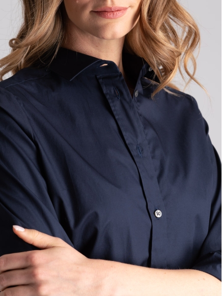 Camicia donna blu in popeline di cotone