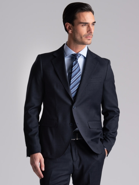 Traje de caballero en lana azul Príncipe de Gales 2
