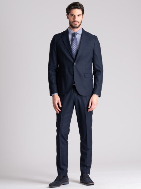 Traje de hombre en tejido azul de lana fría