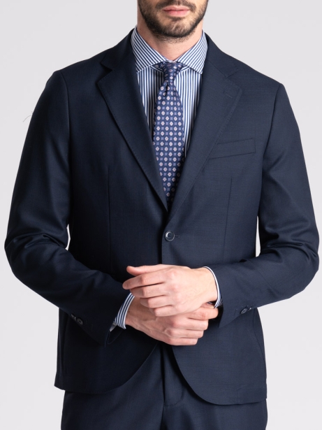Traje de hombre en tejido azul de lana fría 2