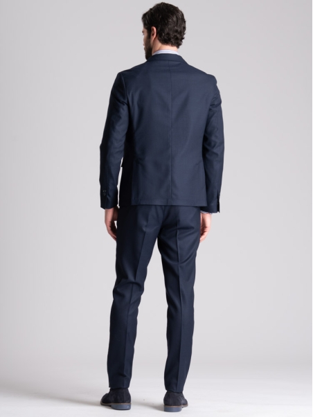 Traje de hombre en tejido azul de lana fría