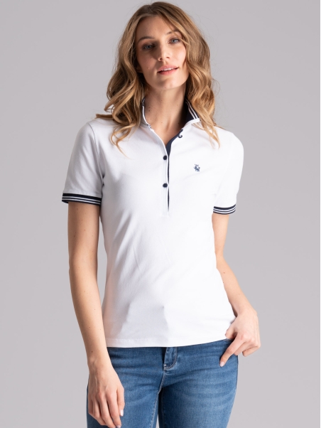 Polo de mujer de media manga con cuello de canalé