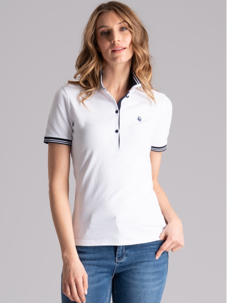 Polo donna mezza manica con collo a costina