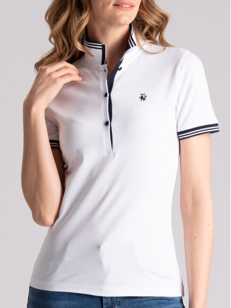 Polo de mujer de media manga con cuello de canalé