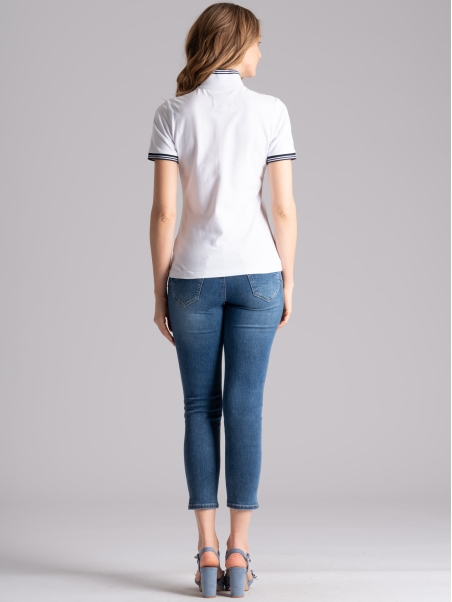 Polo de mujer de media manga con cuello de canalé