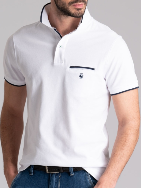Polo de media manga de color liso para hombre con bolsillo 2