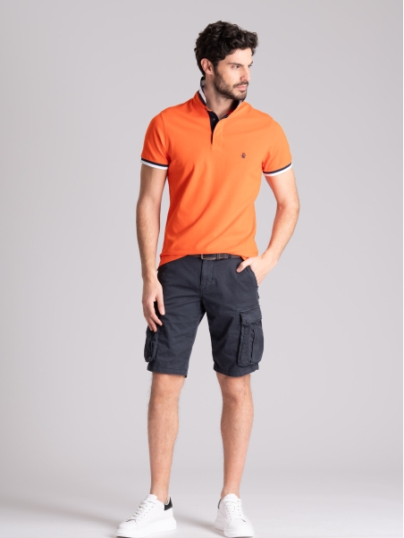 Polo masculino de media manga con inserciones de poliéster