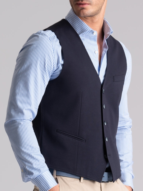 Chaleco de hombre en Punto Milano Jersey de color azul marino 2