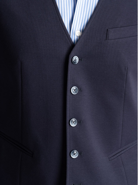 Chaleco de hombre en Punto Milano Jersey de color azul marino