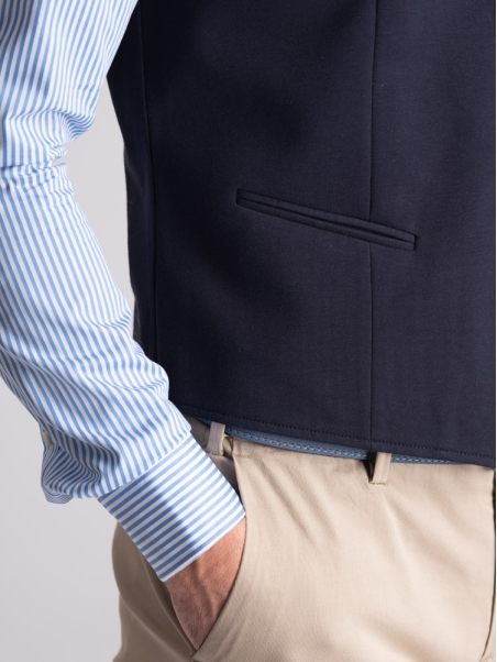 Chaleco de hombre en Punto Milano Jersey de color azul marino