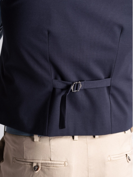 Chaleco de hombre en Punto Milano Jersey de color azul marino