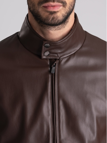 Bomber uomo in ecopelle color cioccolato