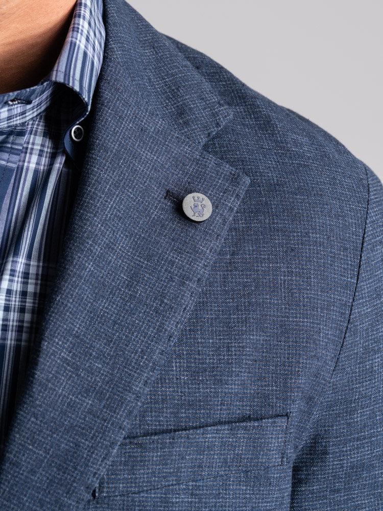 Chaqueta de hombre en mezcla de lino con estampado Pied de Poule