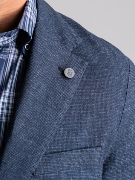 Chaqueta de hombre en mezcla de lino con estampado Pied de Poule