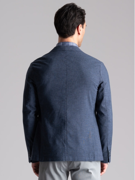 Chaqueta de hombre en mezcla de lino con estampado Pied de Poule