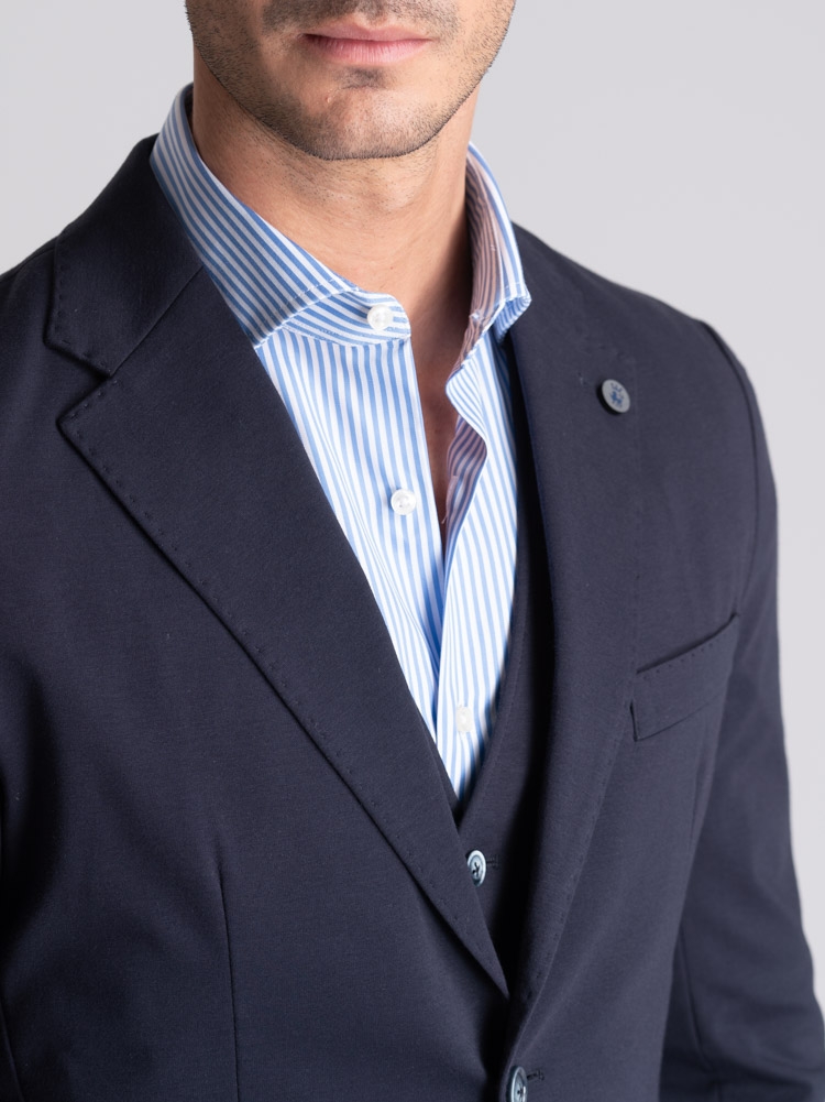 Chaqueta de hombre en tejido Jersey Punto Milano de color azul marino