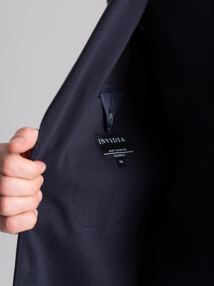 Chaqueta de hombre en tejido Jersey Punto Milano de color azul marino