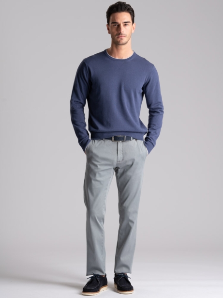 Jersey de cuello redondo para hombre con doble cuello y contrastes 2