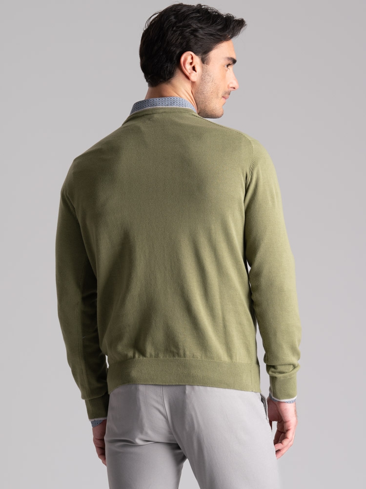 Jersey de cuello redondo para hombre con doble cuello y contrastes