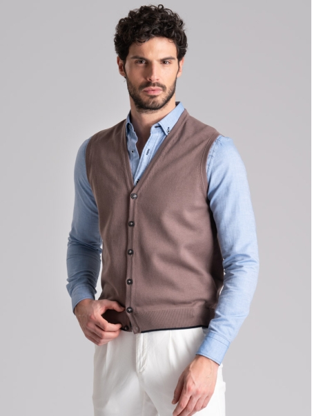 Chaleco de punto para hombre con contrastes