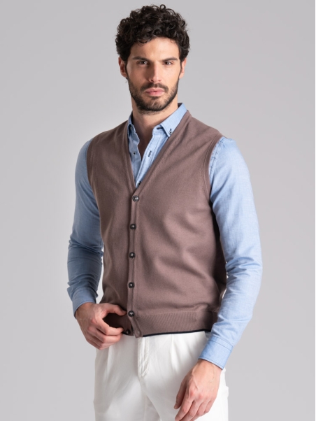 Gilet uomo in maglia con contrasti