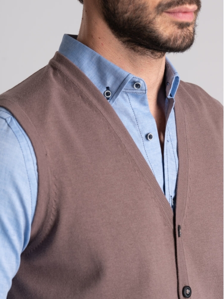 Gilet uomo in maglia con contrasti