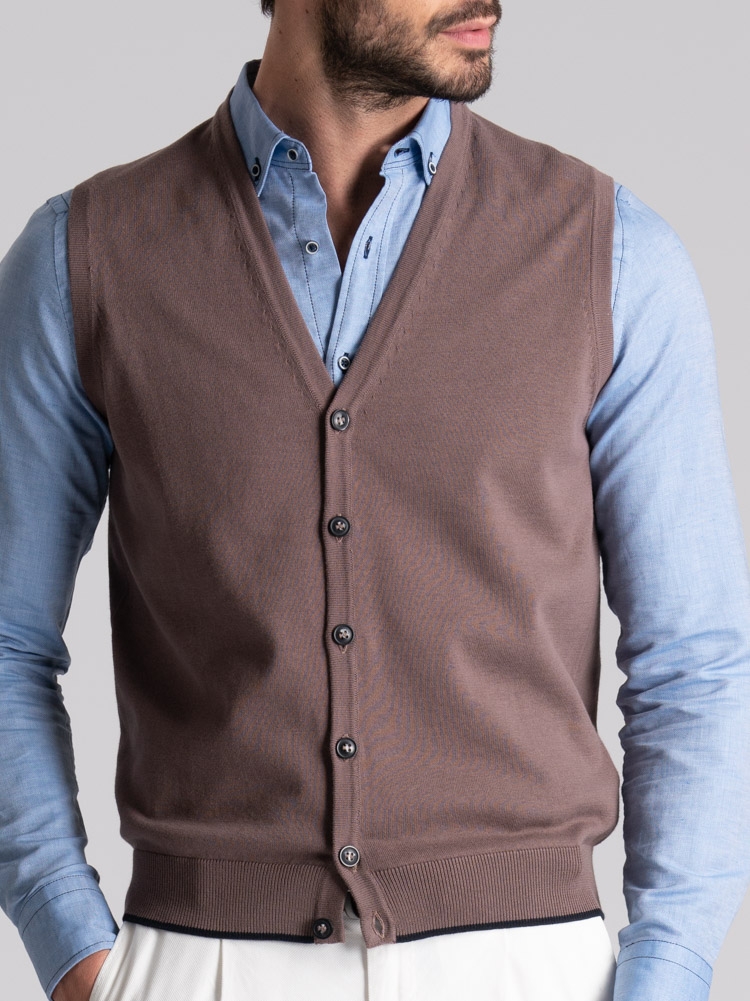 Chaleco de punto para hombre con contrastes