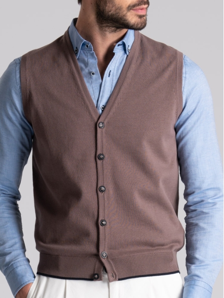 Gilet uomo in maglia con contrasti