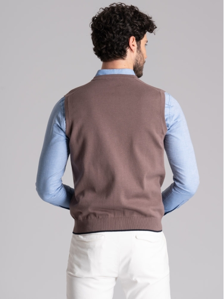 Gilet uomo in maglia con contrasti