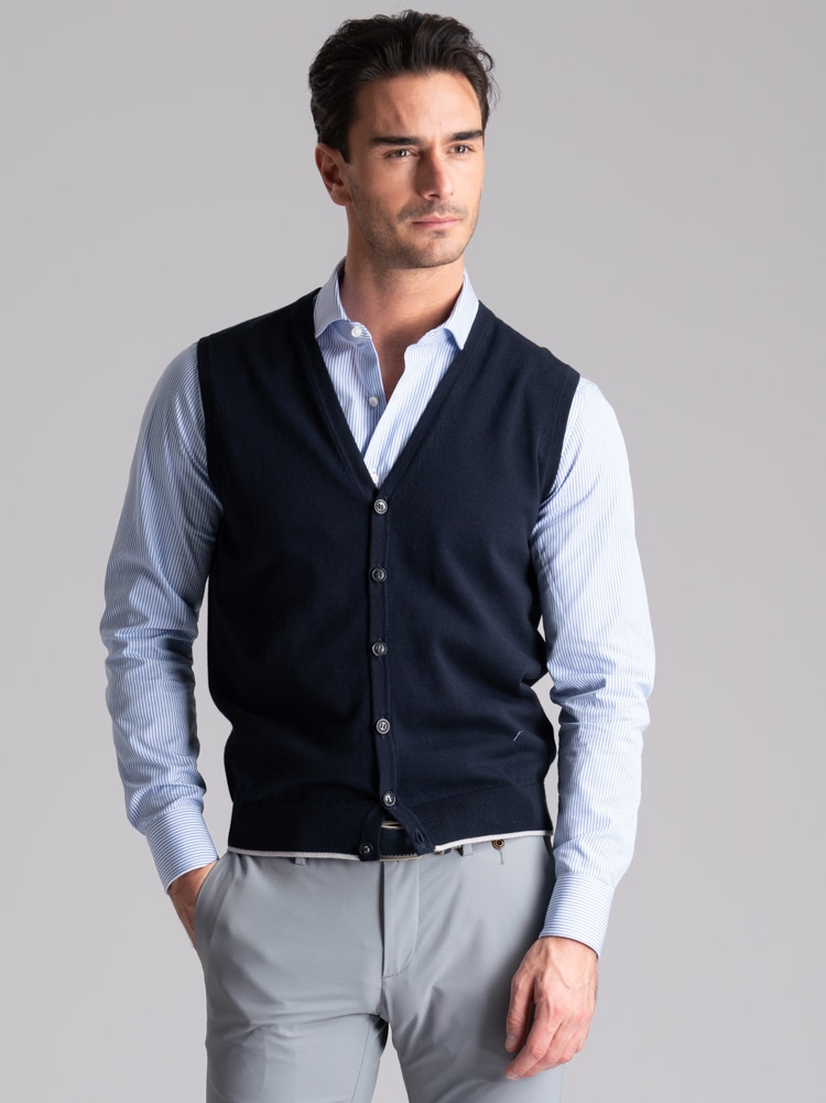 Chaleco de punto para hombre con contrastes