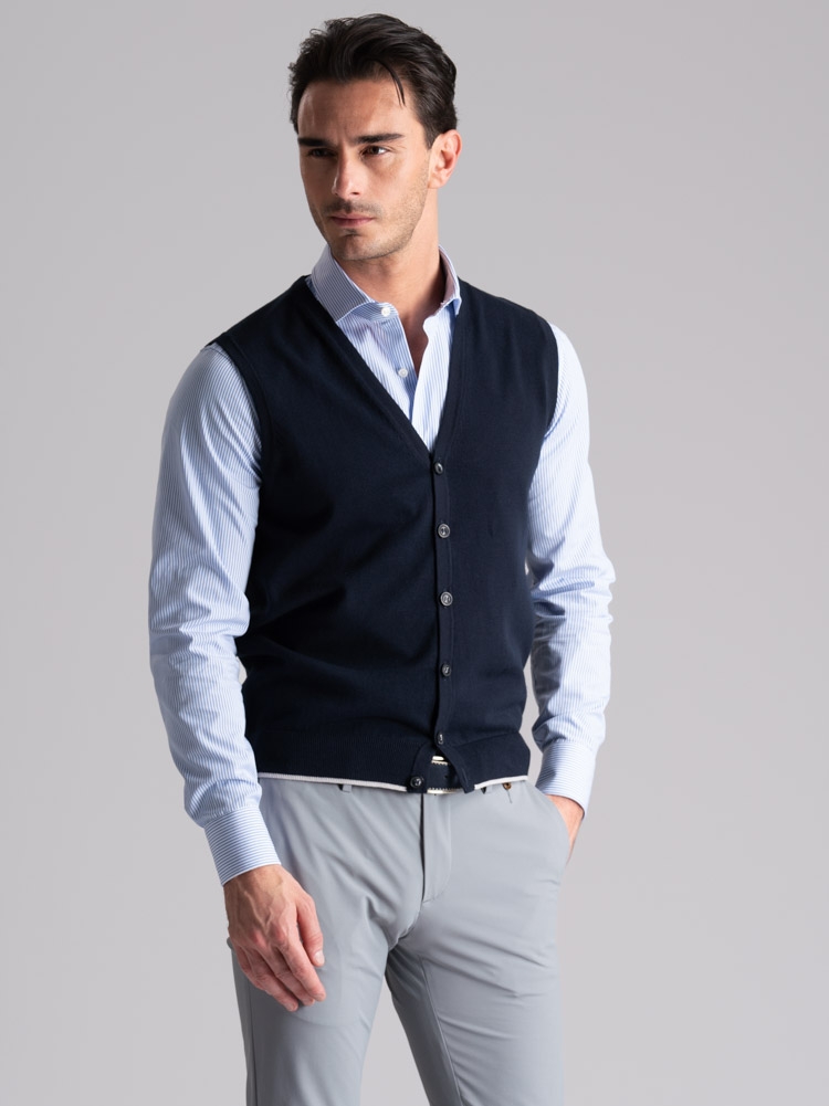 Gilet uomo in maglia con contrasti