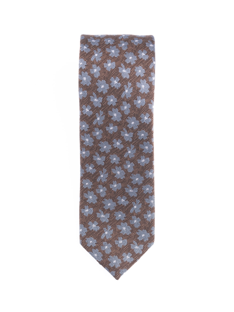 Corbata de seda con estampado de flores