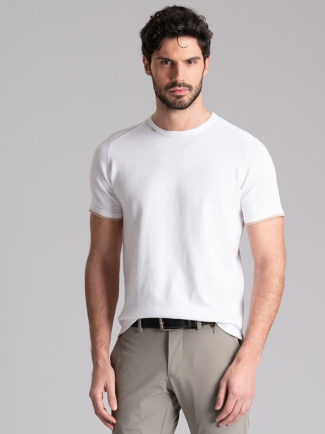 Camiseta de hombre de manga corta en punto satinado con cruces