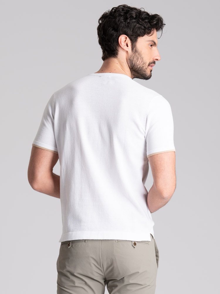 Camiseta de hombre de manga corta en punto satinado con cruces