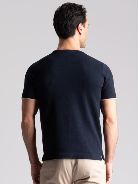 Camiseta de hombre de manga corta en punto satinado con cruces