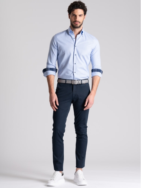 Pantalone uomo chino spina di pesce con micro pinces