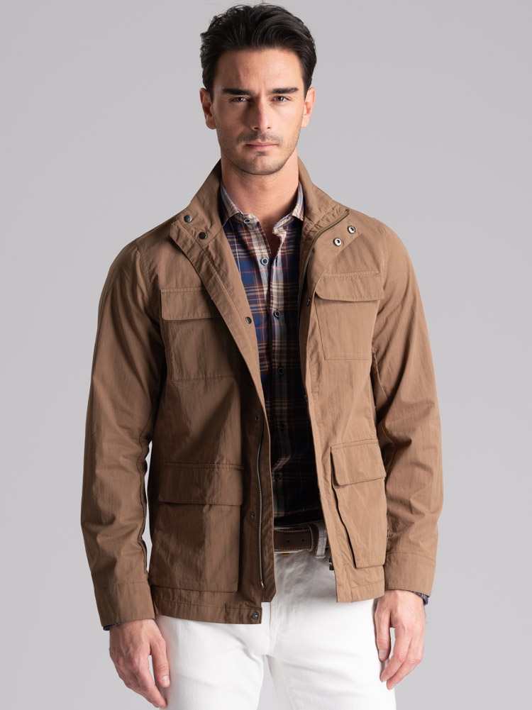Chaqueta Field para hombre en algodón melocotón lavado a mano