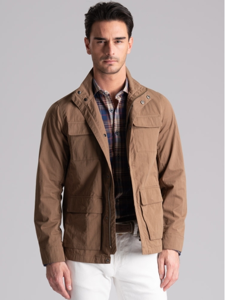 Chaqueta Field para hombre en algodón melocotón lavado a mano