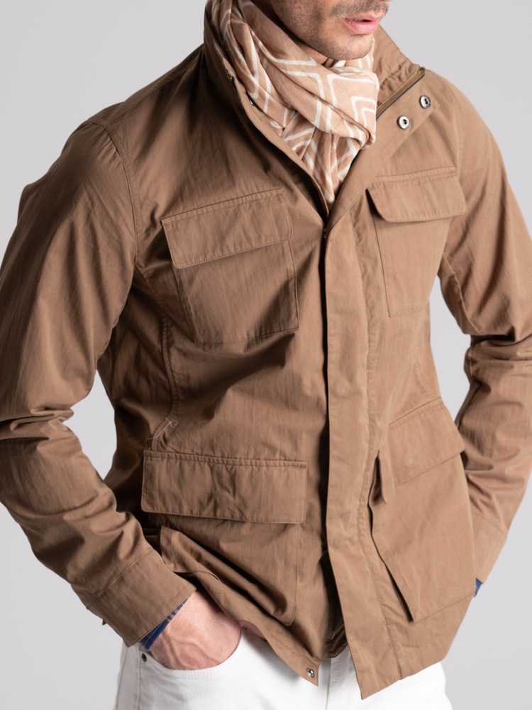 Chaqueta Field para hombre en algodón melocotón lavado a mano