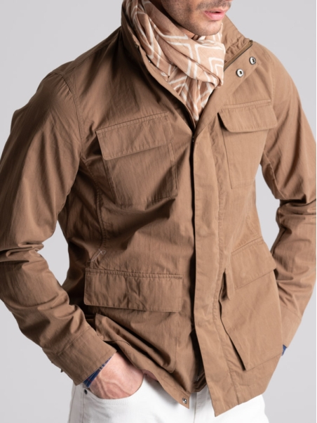 Chaqueta Field para hombre en algodón melocotón lavado a mano