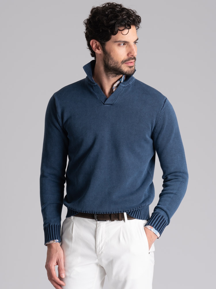 Jersey de algodón para hombre con cuello de polo