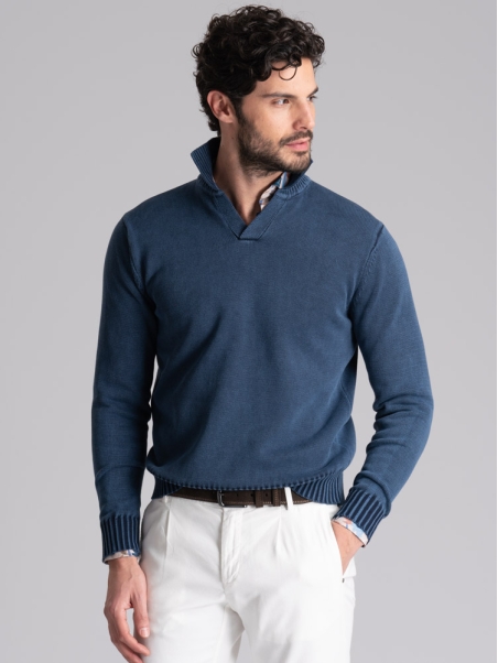 Jersey de algodón para hombre con cuello de polo
