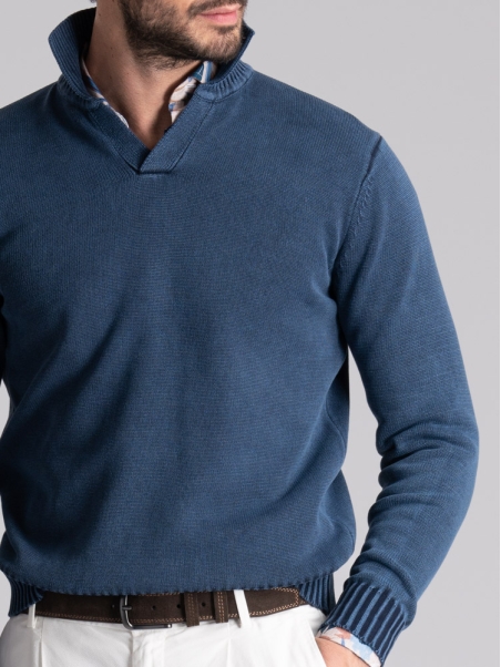 Jersey de algodón para hombre con cuello de polo