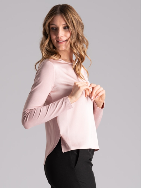 Camicia donna in due tessuti e manica a tre quarti