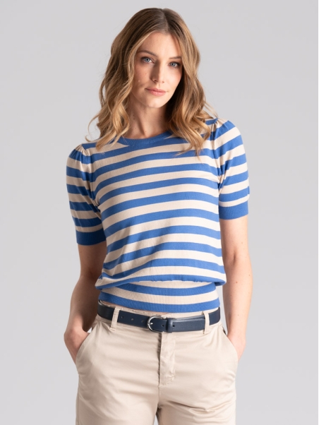 Maillot de rayas de media manga para mujer