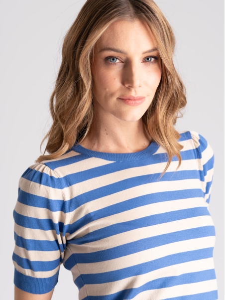 Maillot de rayas de media manga para mujer