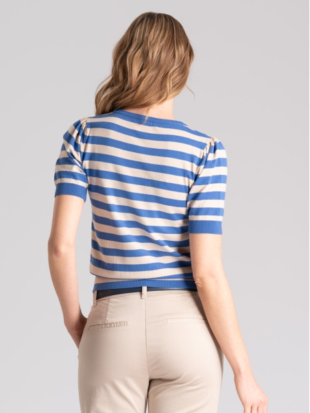 Maillot de rayas de media manga para mujer