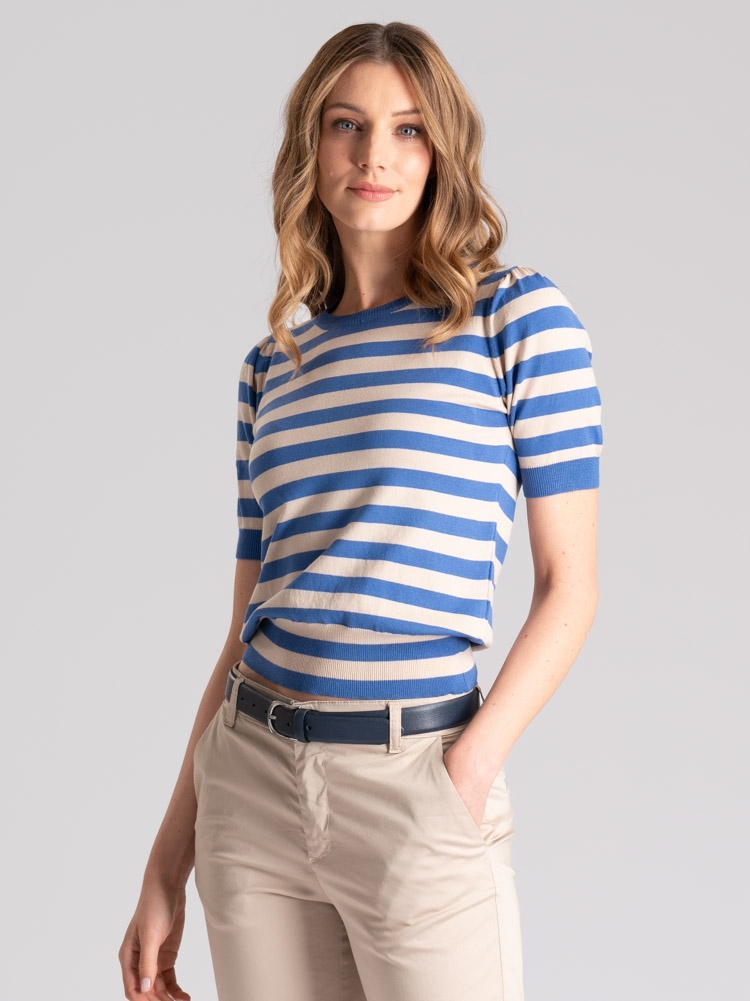 Maillot de rayas de media manga para mujer